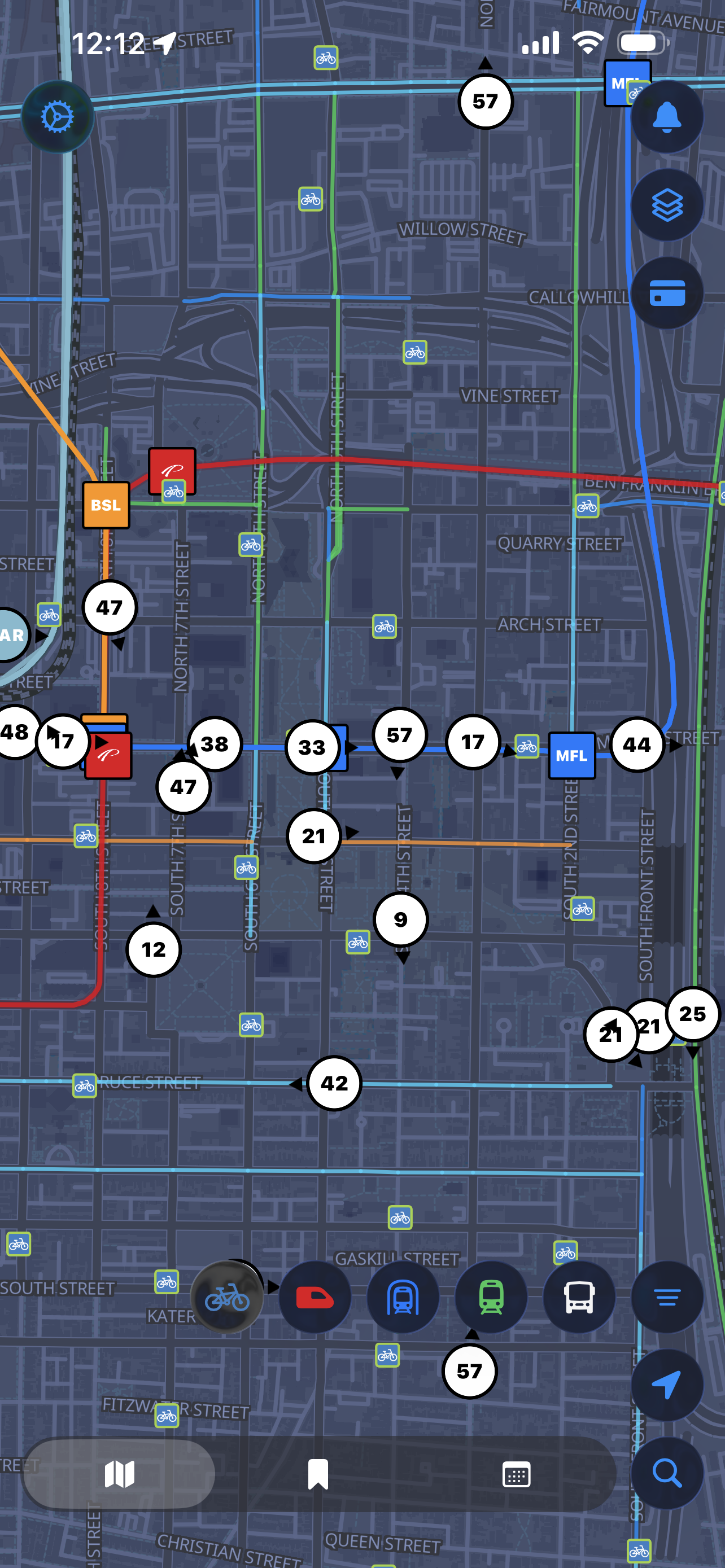 Live map screen